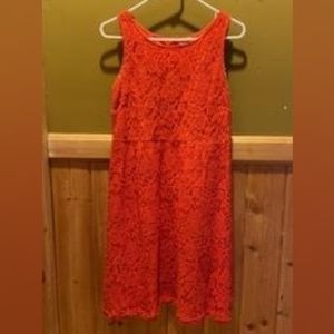 Orange crochet-look dress
